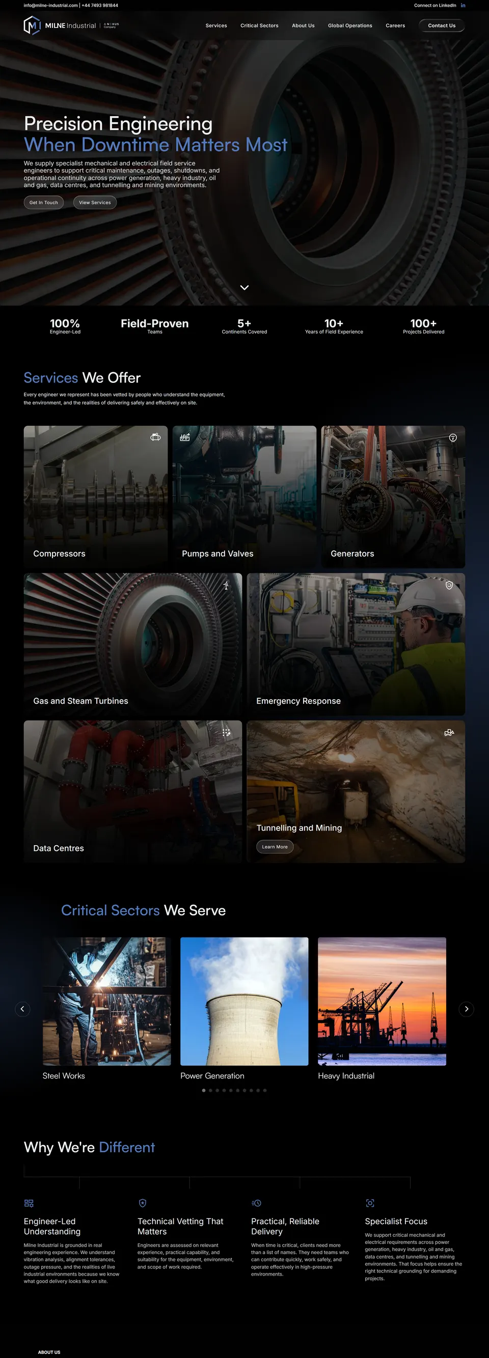 Milne Industrial website