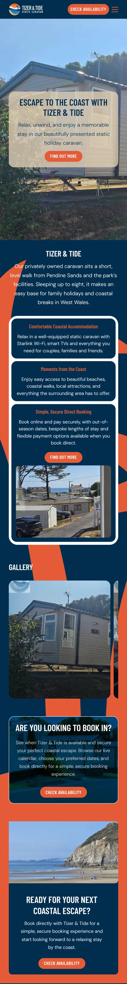 Tizer & Tide website on a phone